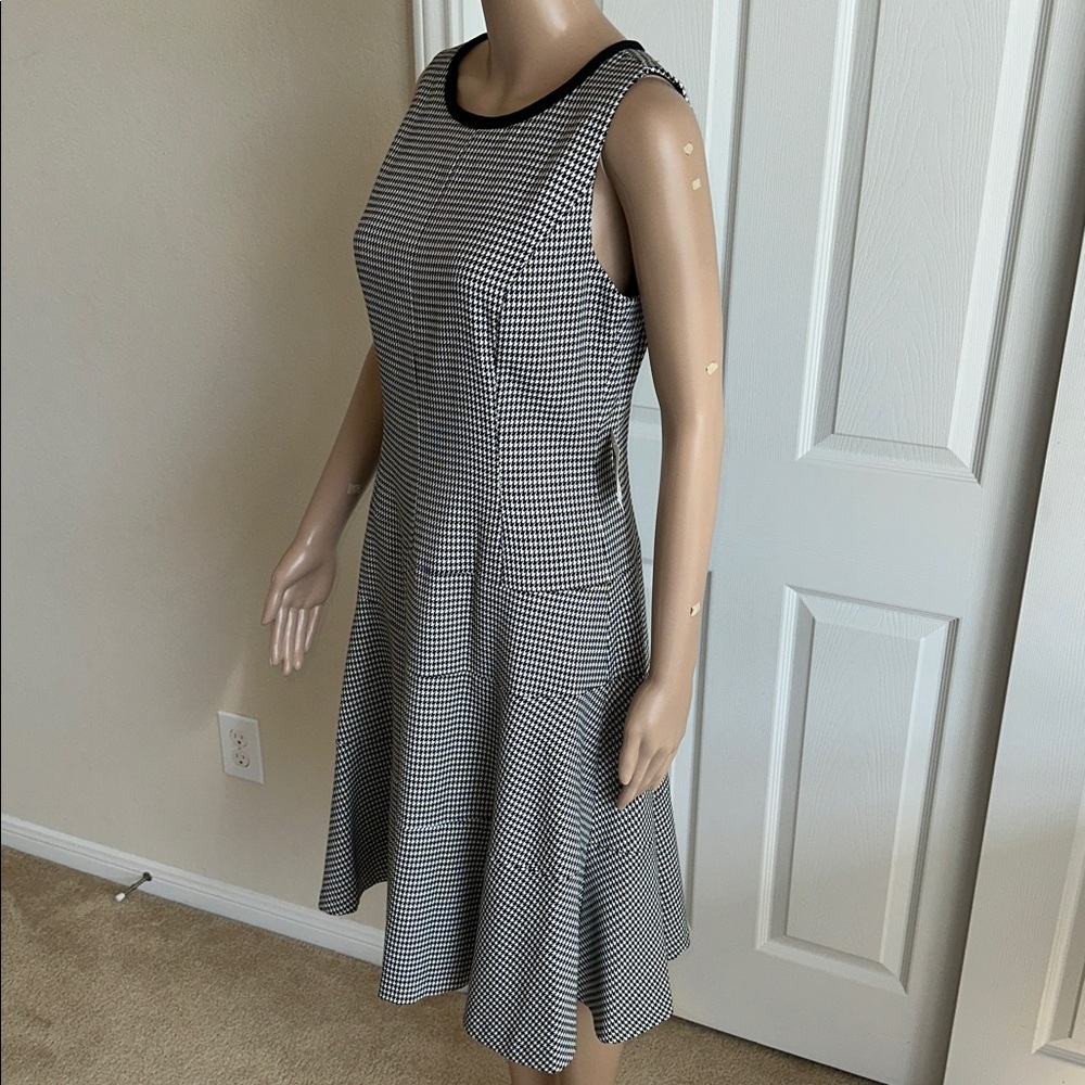 New With Tag ANNE KLEIN Black and White Checkered Midi Dress Size 6. - Picture 3 of 13